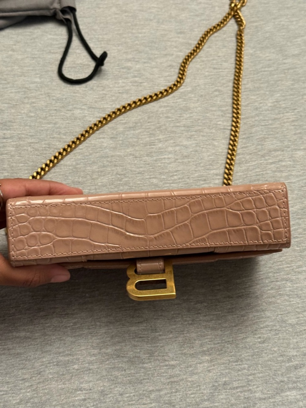 Balenciaga Blush Croc-Embossed B Clutch - Picture 9 of 11